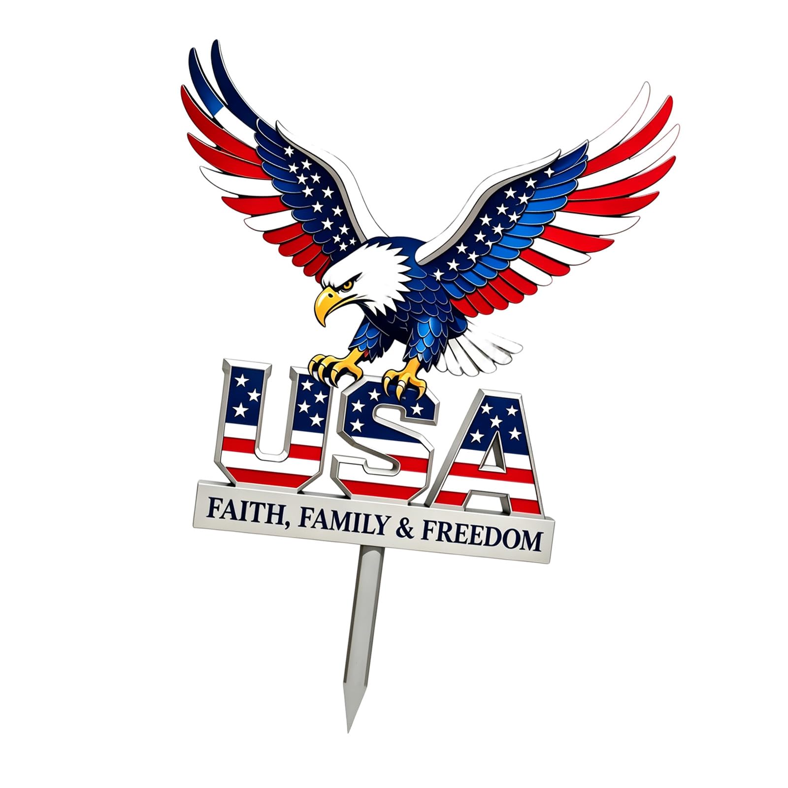 Kaeltsyn Side Hawks Flag Metal Yard Stake Hawks Sculpture Garden for Patriotic Outdoor Decors with Rustproof Design Independence Day Flag