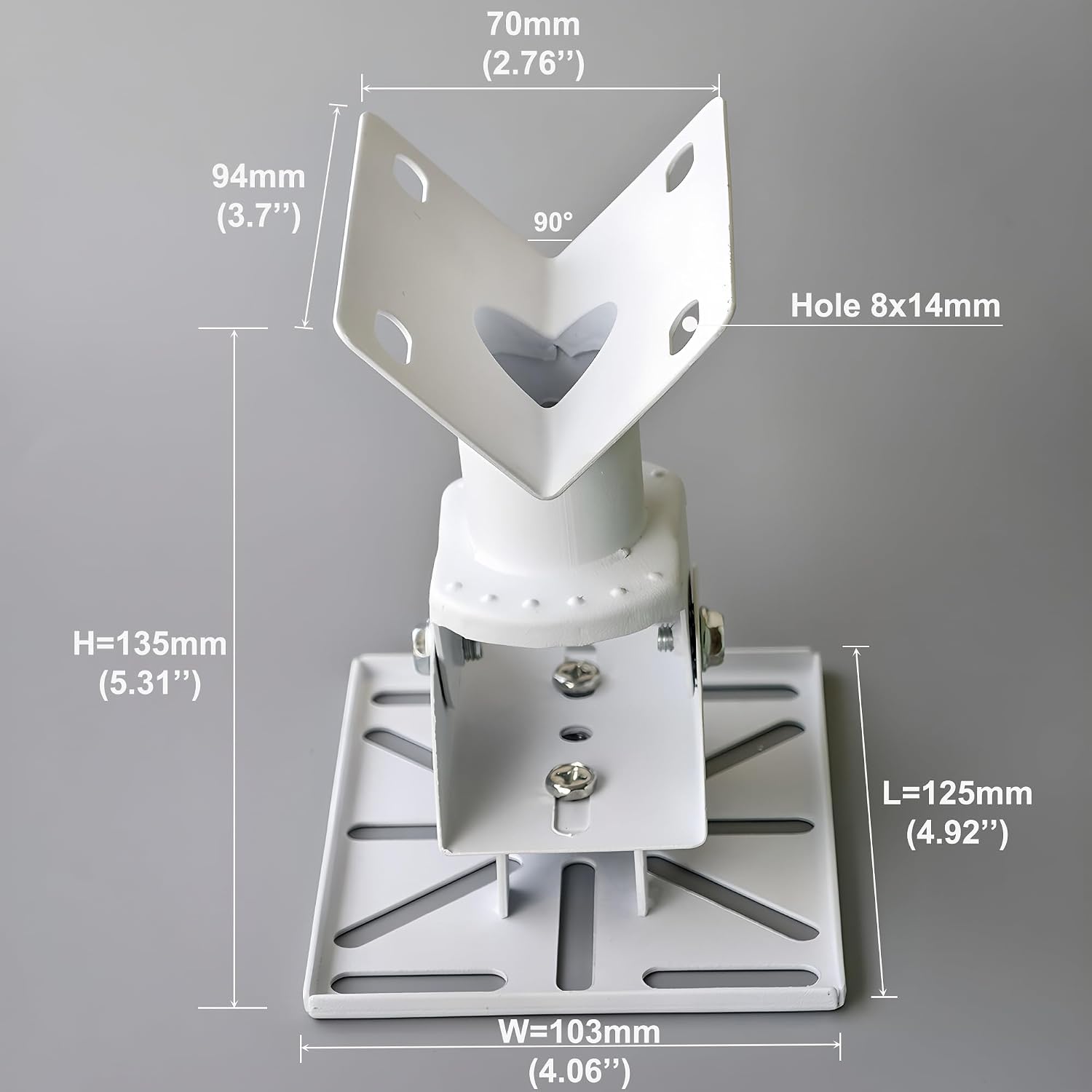90° Right Angle CCTV PTZ Dome Camera Wall Corner Mounting Bracket, Aluminum Alloy Crossbar Holding Pole Mount Security Camera Integrated Clamp Bracket