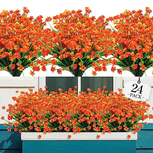 AGIRL Artificial Fall Flowers Outdoor,UV Resistant Fake Mums Porch Decor