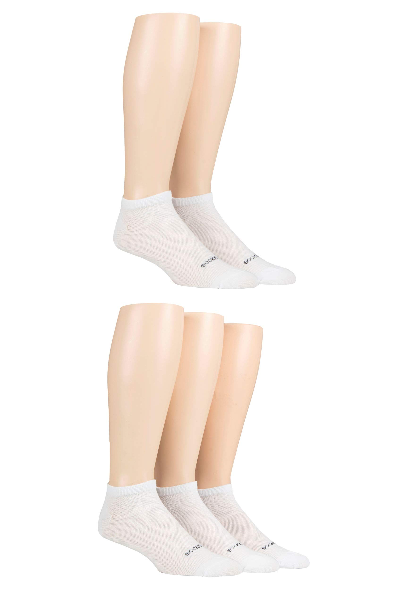 SockShop Mens Bamboo Mesh Trainer Socks Pack of 5 (White, 7-11)