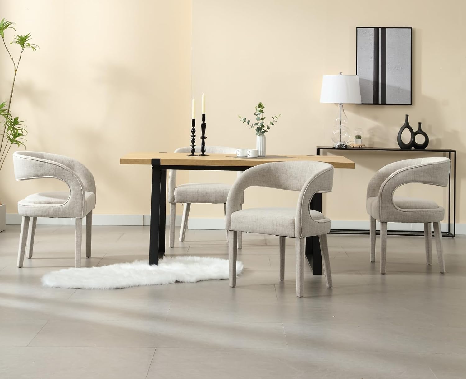 Amazon.com - EALSON Modern Dining Chairs Set of 4 Upholstered Linen ...