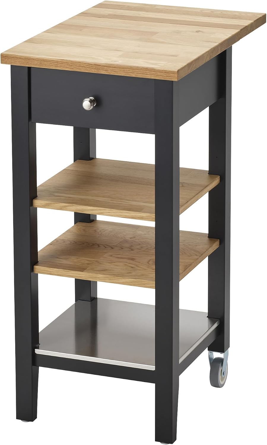 STENSTORP Kitchen trolley, black-brown/oak, 45x43x90 cm