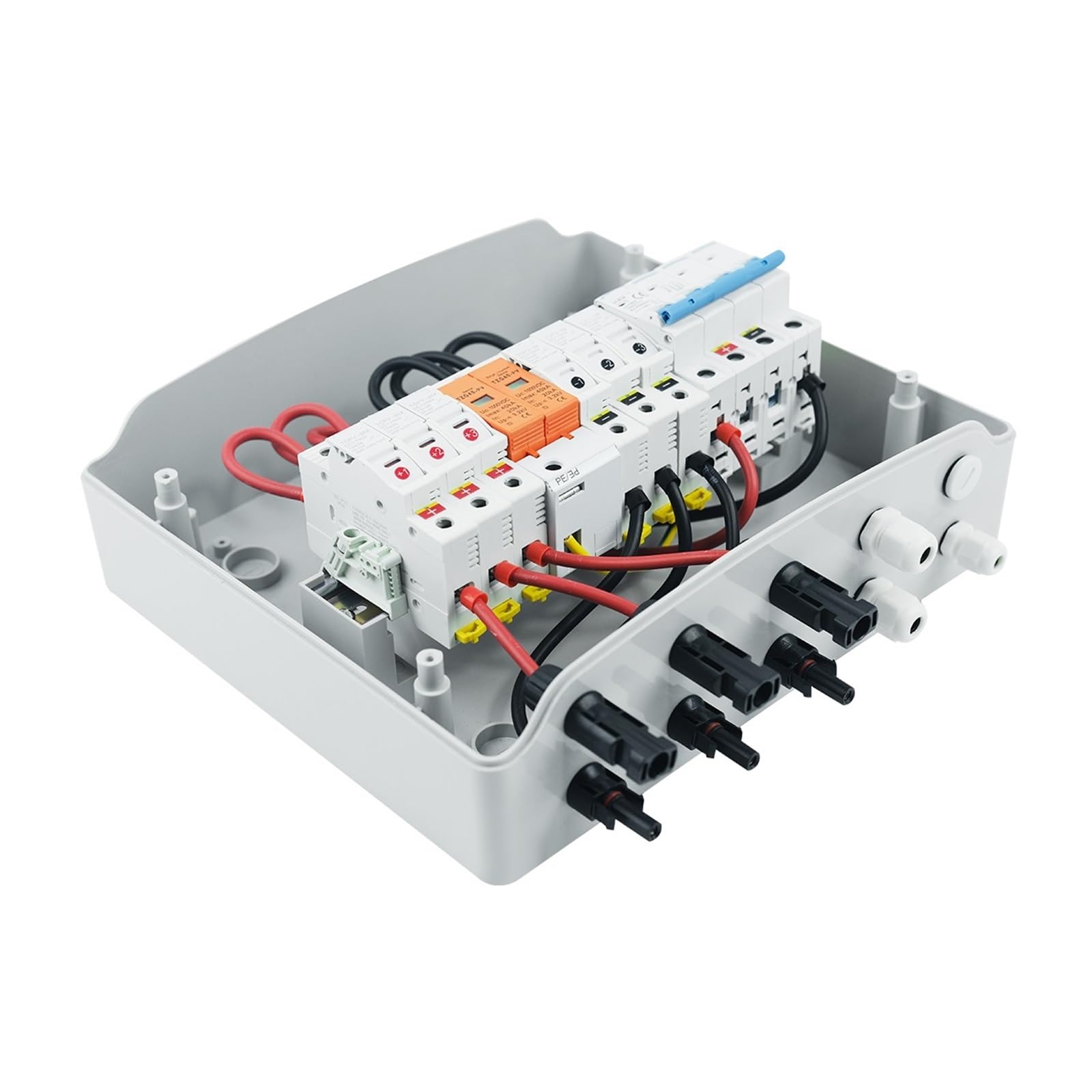RWRAPS Boîte de Combinaison Solaire photovoltaïque PV avec Protection Contre la Foudre, 3 entrées 1 Sortie, fusible DC 1000V, boîte étanche IP65 12 Voies (Size : 63A DC)