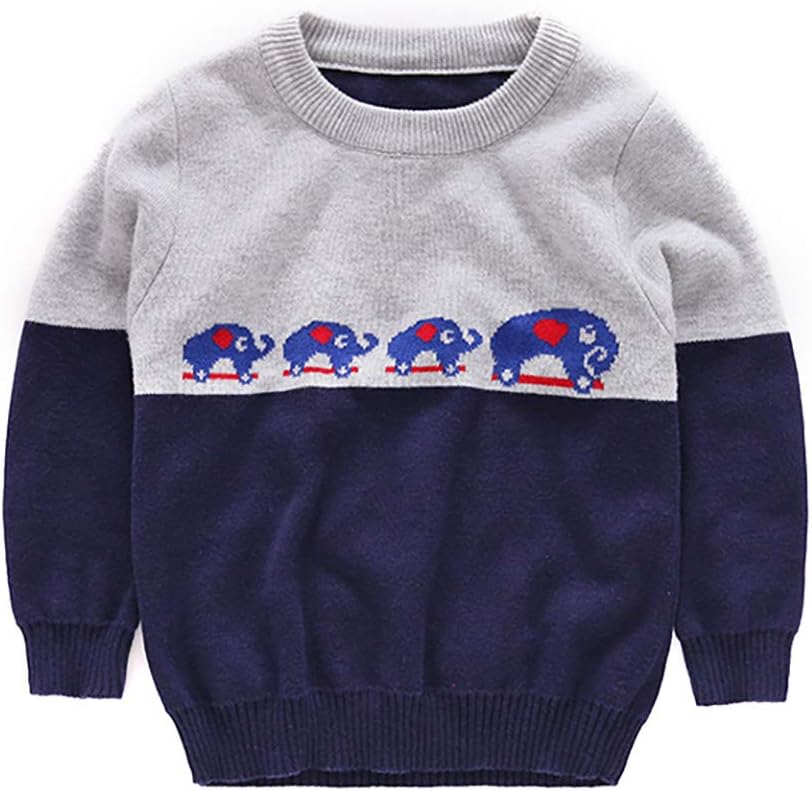 Boys Clothes Carton Elephant Falls Spring Long Sleeve Sweater Pullover