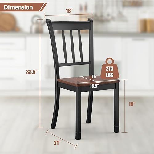 Miniatura 3 de POWERSTONE Juego de 4 sillas de comedor, sillas de comedor de madera con asiento en forma de W, sillas de cocina para cocina y comedor (negro)