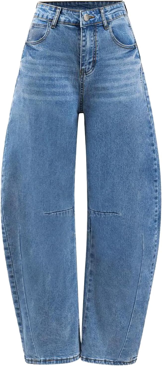 BlueMoment Barrel Jeans for Women Baggy Jeans Boyfriend High Waisted Wide Leg Y2k Vintage Denim Pants