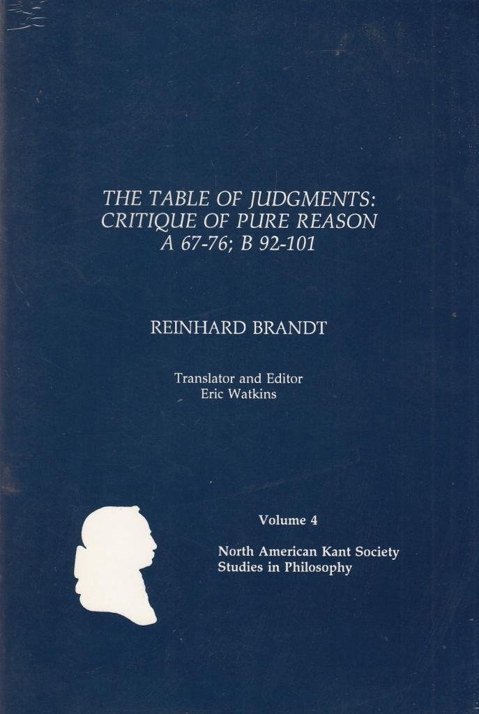 Buy The Table of Judgments: Critique of Pure Reason A67-76; B92-101 — BookShops.in