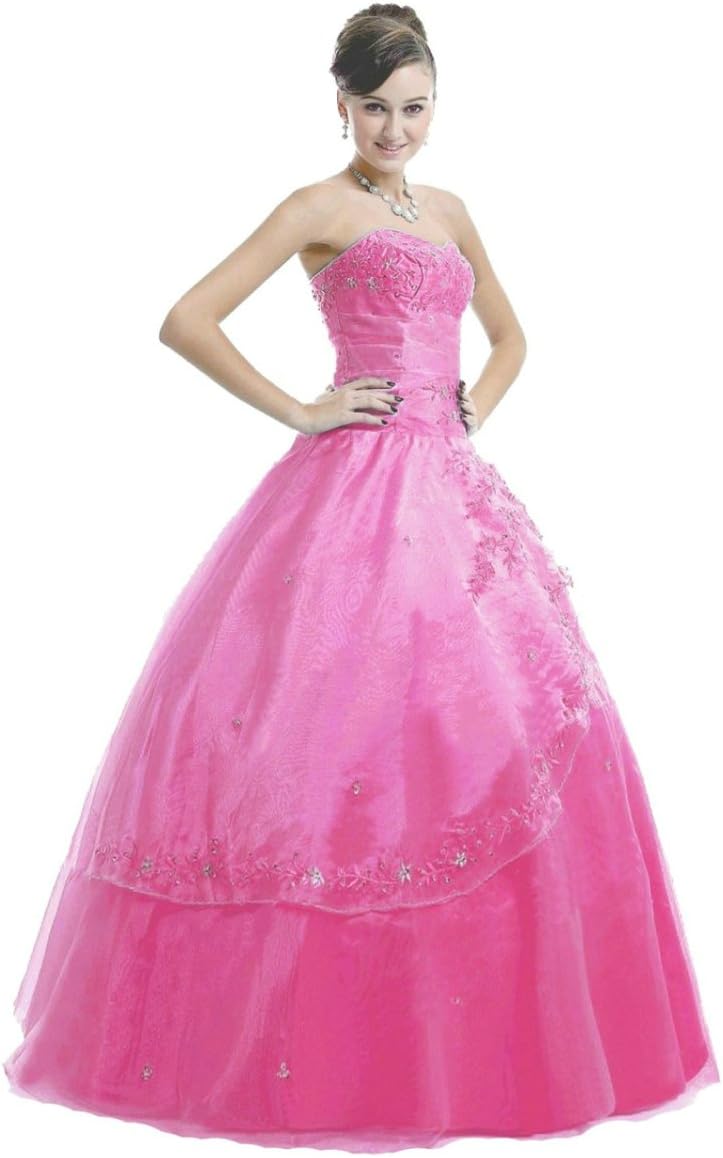 Women's Strapless Formal Prom Dress Quinceanera Gown