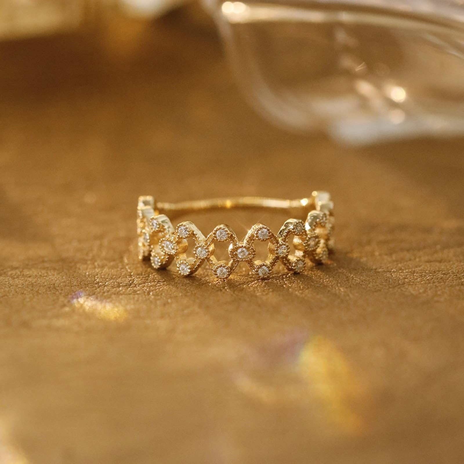Anillo de boda de oro amarillo de 9 K/14 K/18 K con moissanita, anillo solitario hueco vintage