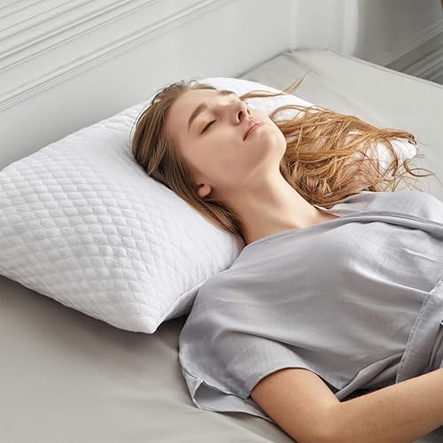 Miniatura 2 de NTCOCO 2 almohadas, almohadas de cama de espuma viscoelástica trituradas para dormir, con almohada de sueño hipoalergénica lavable, extraíble,