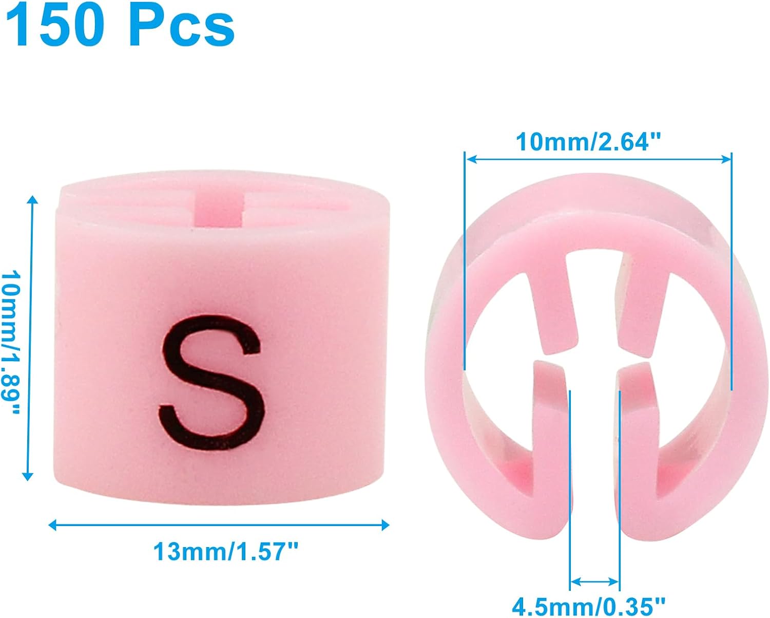 Bonsicoky Clothes Hanger Size Markers, S Size, 150 Pack, Pink
