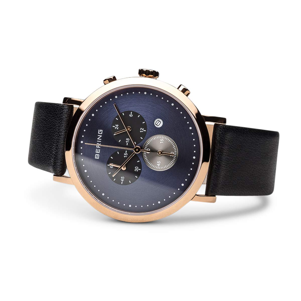 Bering Herren Quarz Uhr | Armbanduhr 40 mm Edelstahlgehäuse und Zifferblatt | Kalbslederarmband | Saphierglas | 5 ATM | 10540