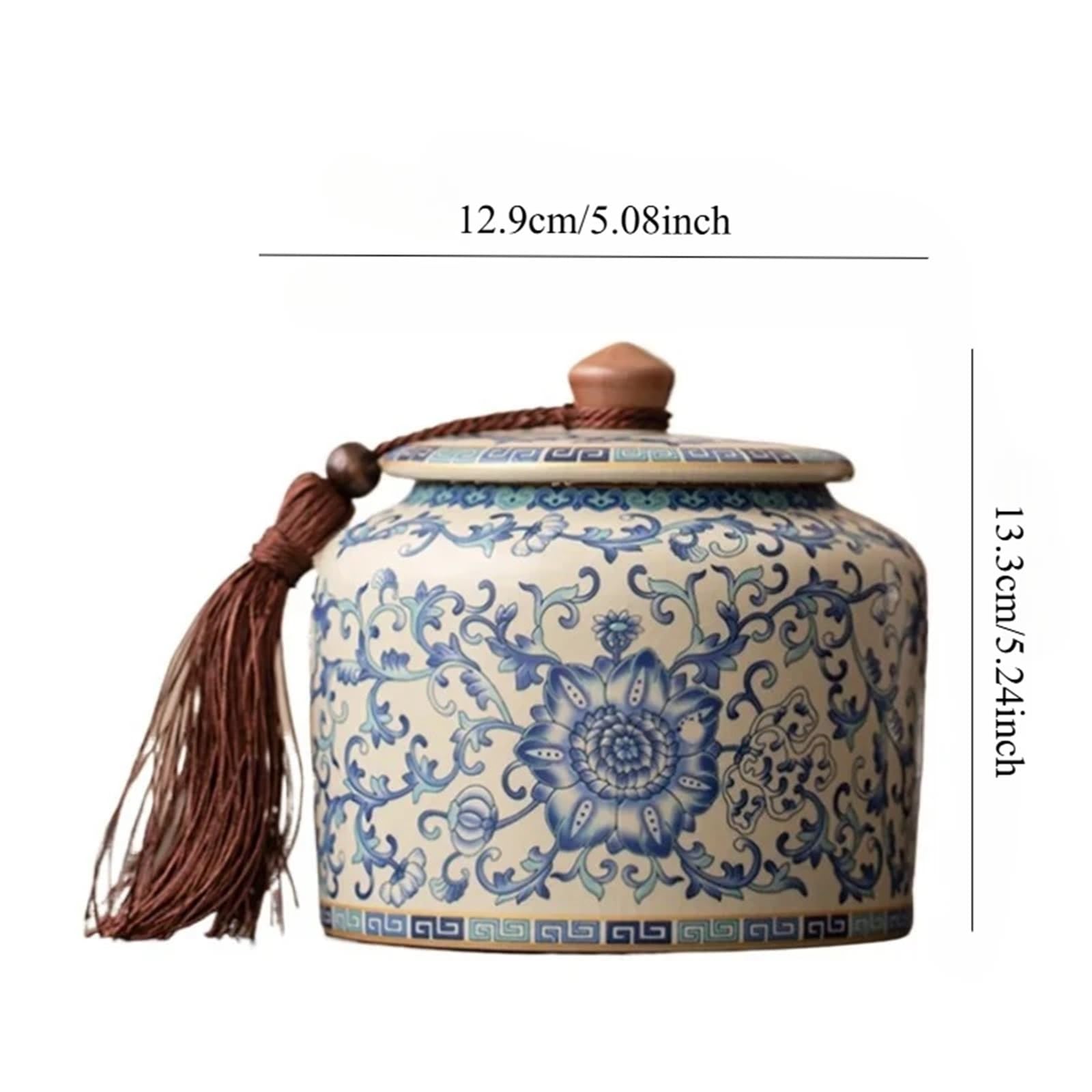 Lata De Té De Cerámica Tarro de hoja té cerámica, porcelana azul y blanca, caramelo, multifuncional, hogar, café, grano, nuez, hierba