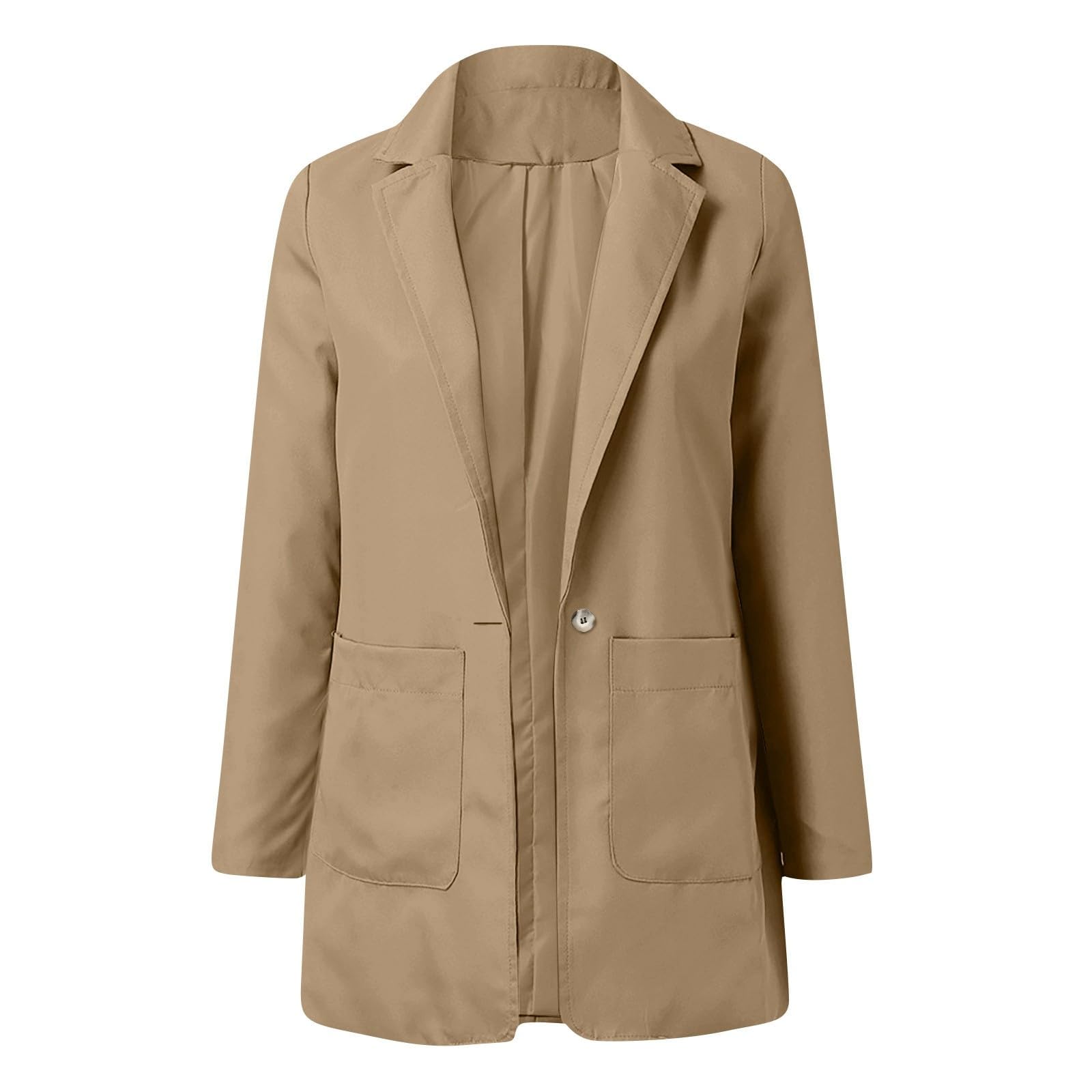 Blazer da donna a maniche lunghe con lapel e bottoni, elegante giacca con apertura frontale e tasche, blazer da lavoro, slim fit, per ufficio ed occasioni eleganti