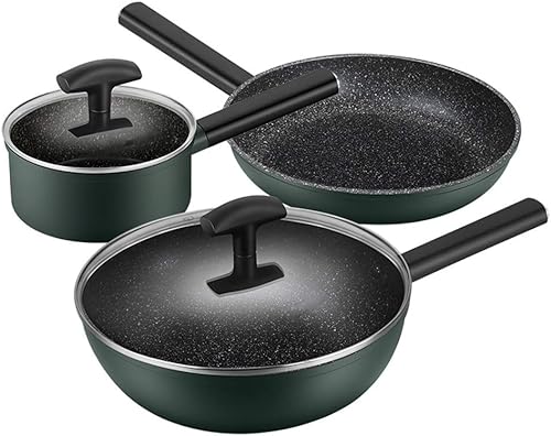 DNATS - Juego de utensilios de cocina de acero inoxidable antiadherentes de 3 piezas de acero inoxidable para cocina espesa la parte inferior de la