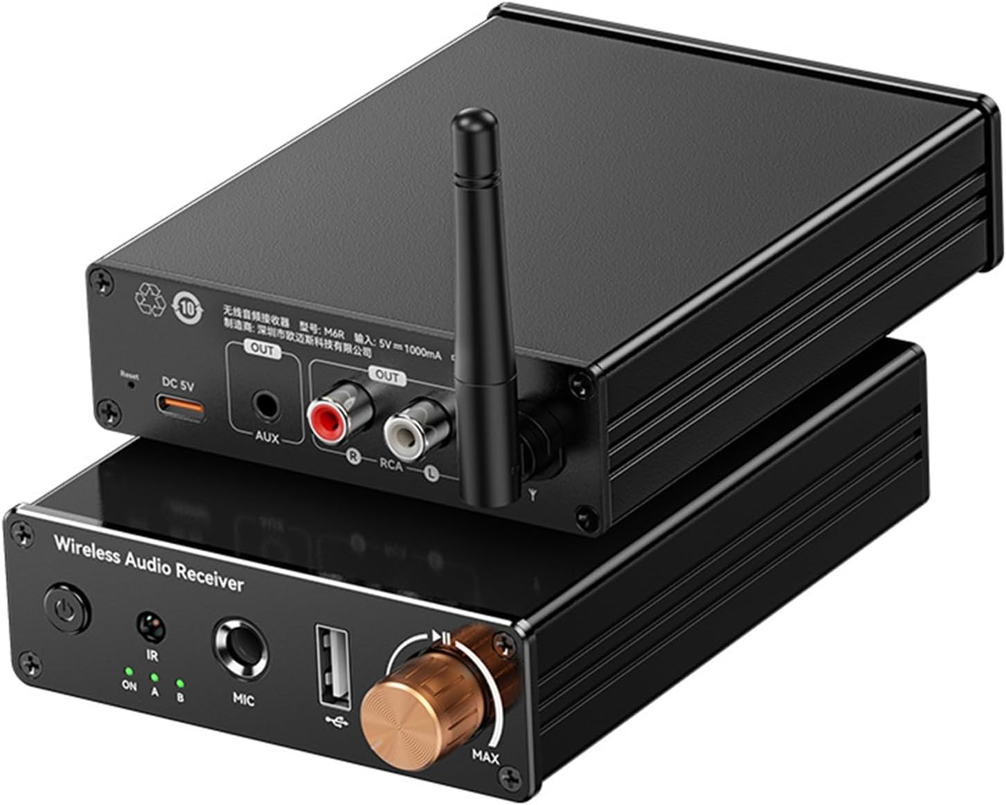 Wireless Stereo Amplifier, 6.0 Home Audio Receiver, 2-Channel Low-Latency Amplifier, Compact High-Fidelity Sound, Audio Equipment with Usage for Desktop Pc Car Karaoke Outdoor Theater