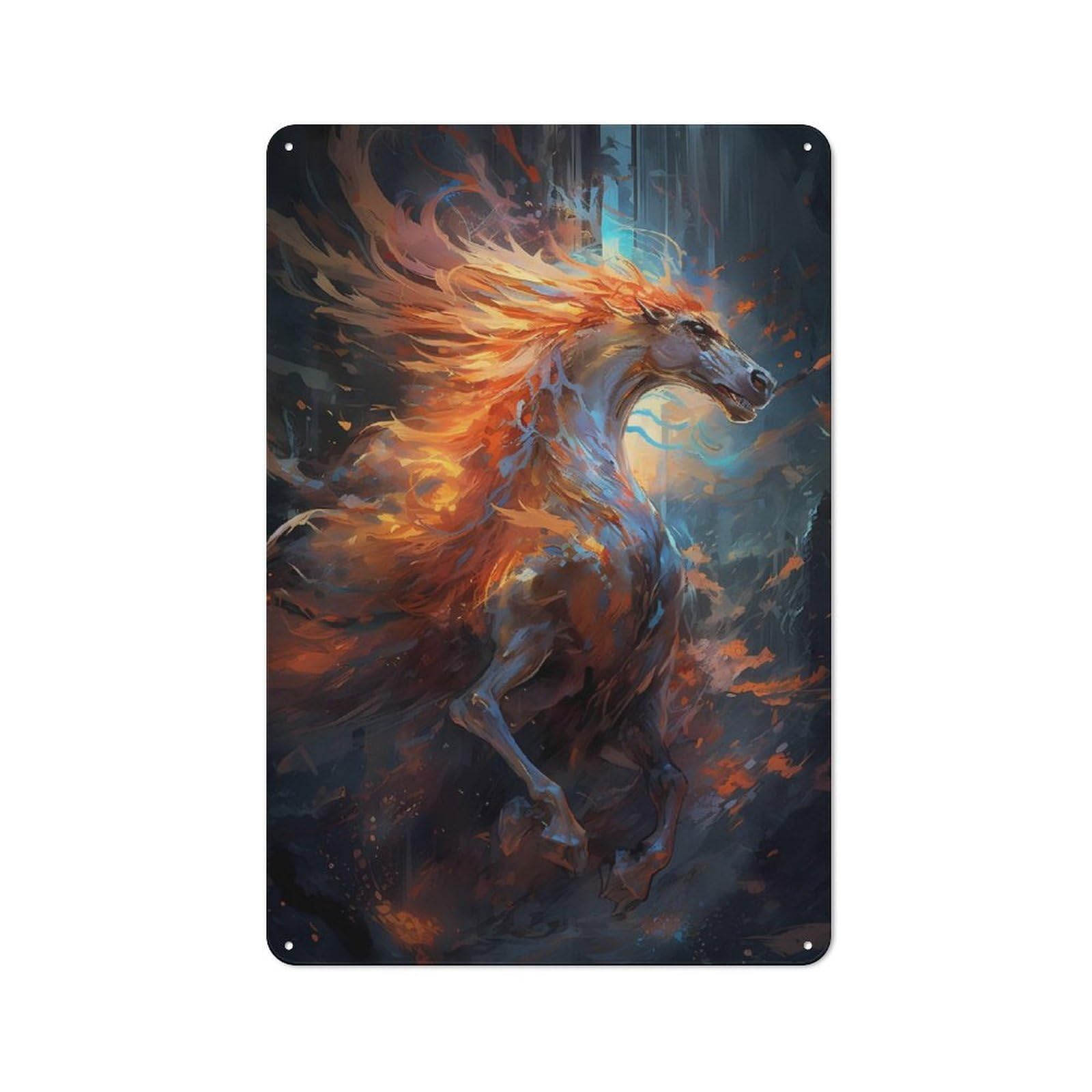 Junmoney Pegasus Mysticism Rustic Metal Wall Decor 30X20cm, Decorative Metal Plaque For Shed, Garden Room, Porch Or Garage