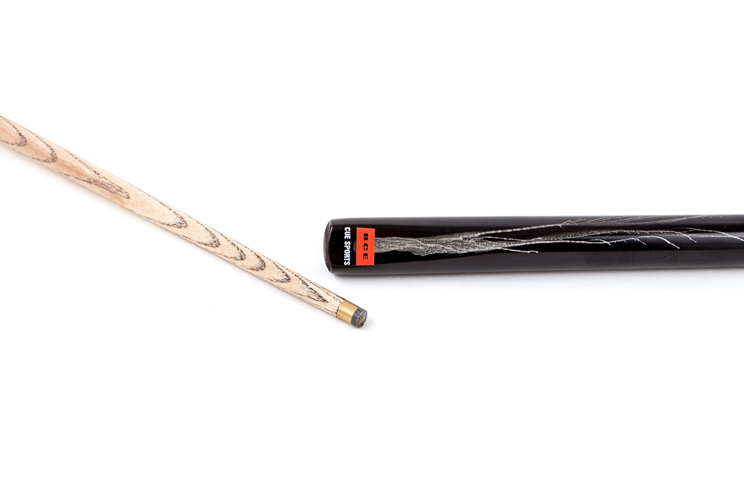 BCE Queue de Billard/Snooker Unisexe Deux pièces en frêne avec étui, Noir/frêne Naturel, 57 145 cm EU