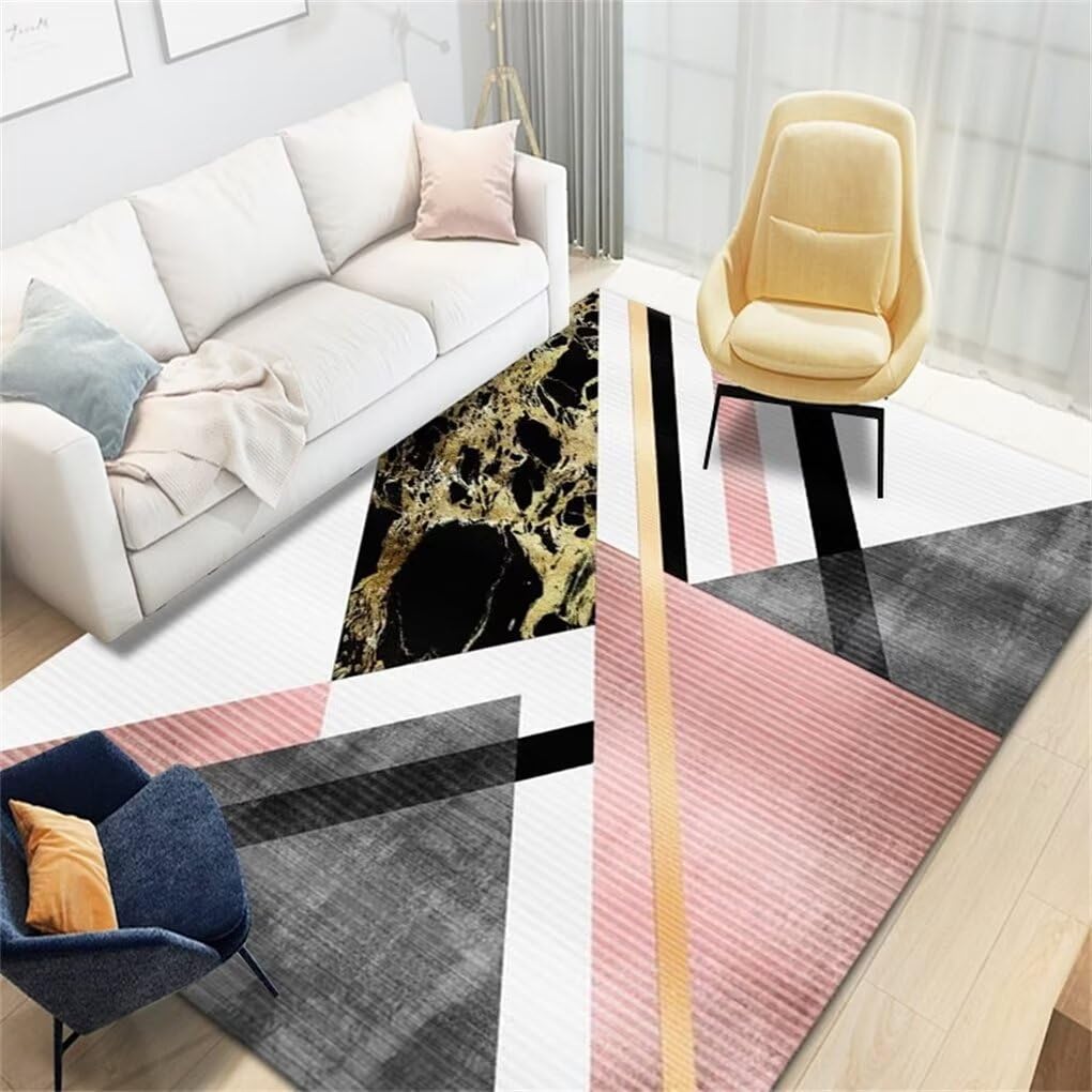 Tapis géométrique moderne antidérapant et tout doux pour salon et chambre