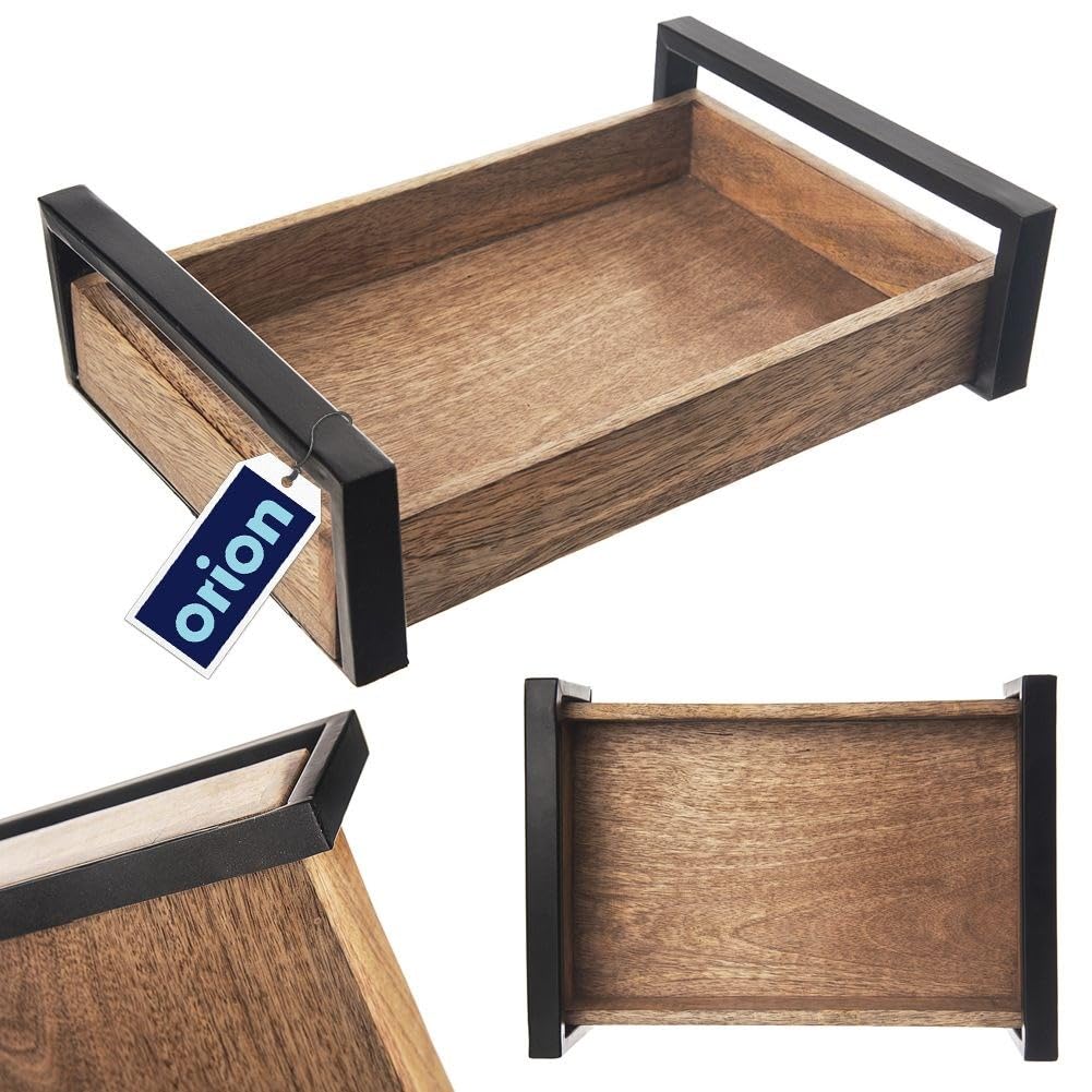 Bandeja de madera para servir, bandeja de madera, mango 30,5 x 22 cm