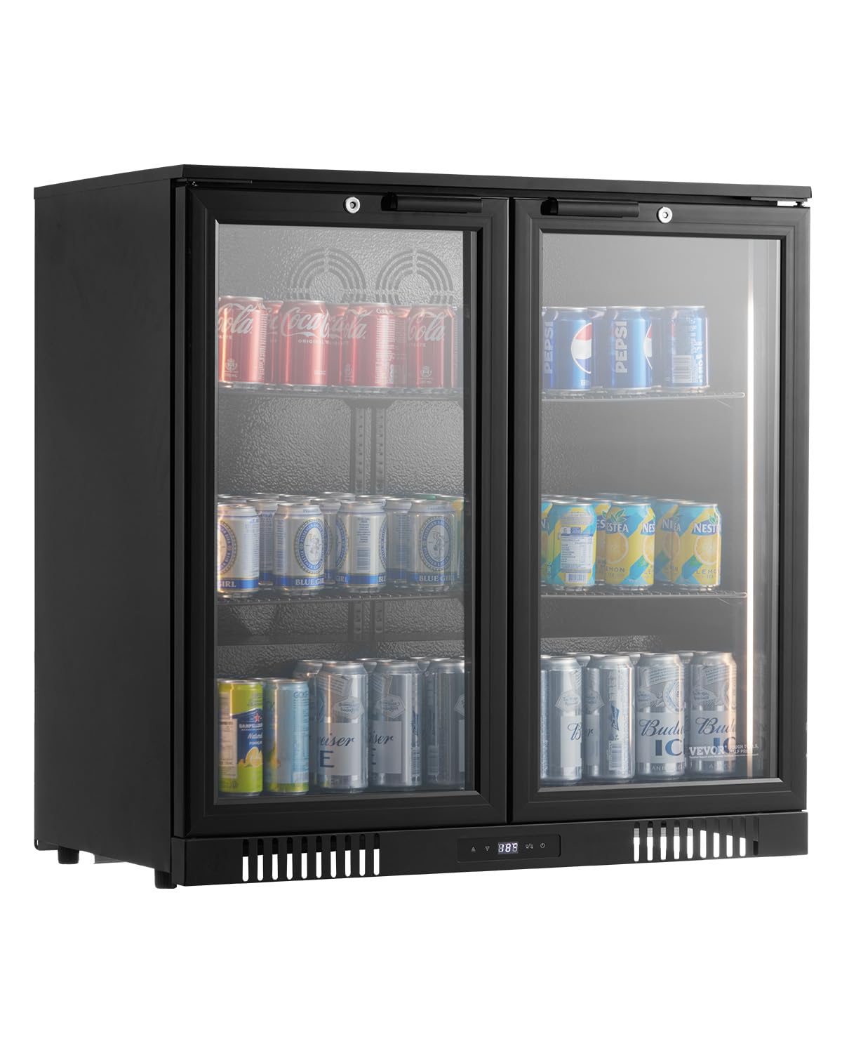 VEVOR Beverage Refrigerator Cooler, 246 Can Beverage Fridge, Soda Beer Fridge With Glass Doors, Adjustable Shelves, Digital Temperature Control, Built-In Or Freestanding Fridge For Restaurant & Bar | Fridge.com