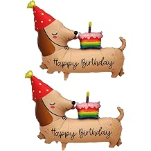 2 PCS Dog Foil Balloons Dachshund Dog Mylar Balloons Cute Puppy Balloon for Dogs Theme Birthday Party Decorations