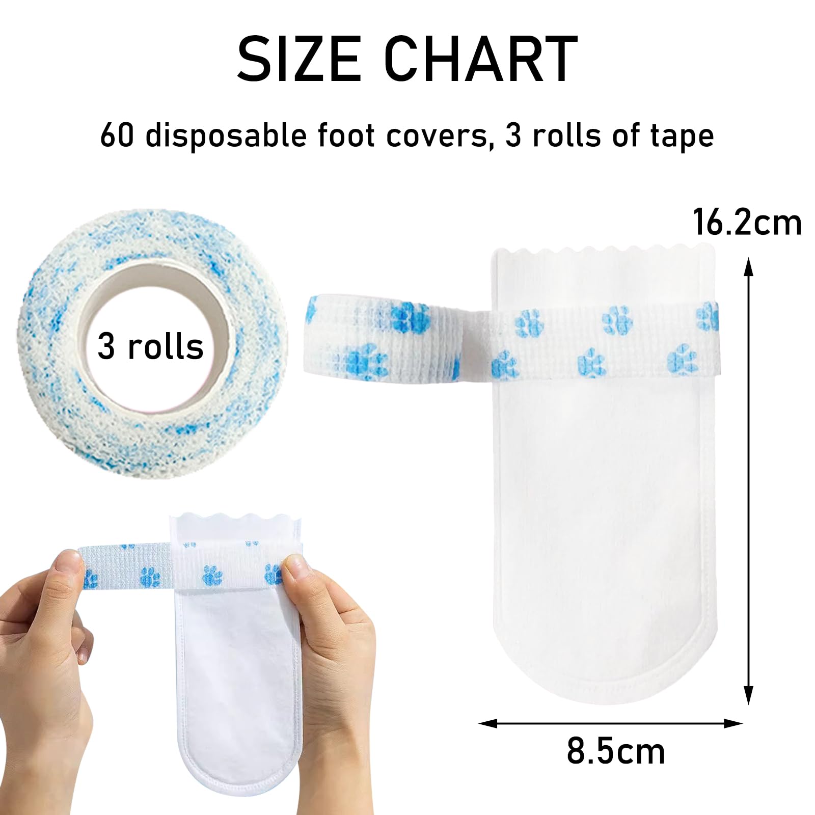 EDLMKM 60pcs Disposable Dog Boots for Injured Paws Waterproof Dog Socks Paws Stop Licking, Disposable Pet Socks with Bandage - Image 2