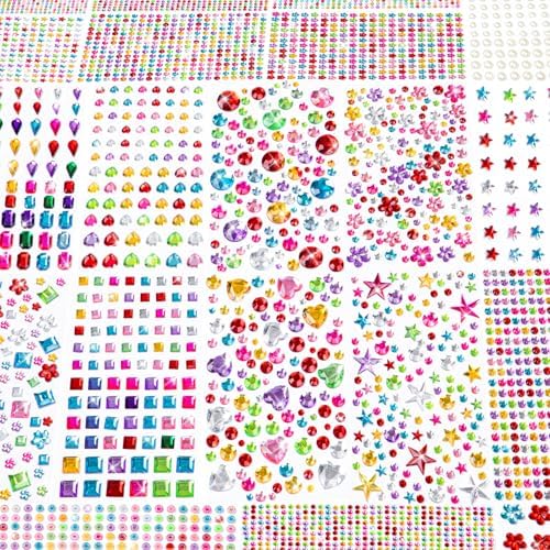 6124Pcs Gem Stickers-Self-Adhesive Face Jewelry Stickers, Acrylic...