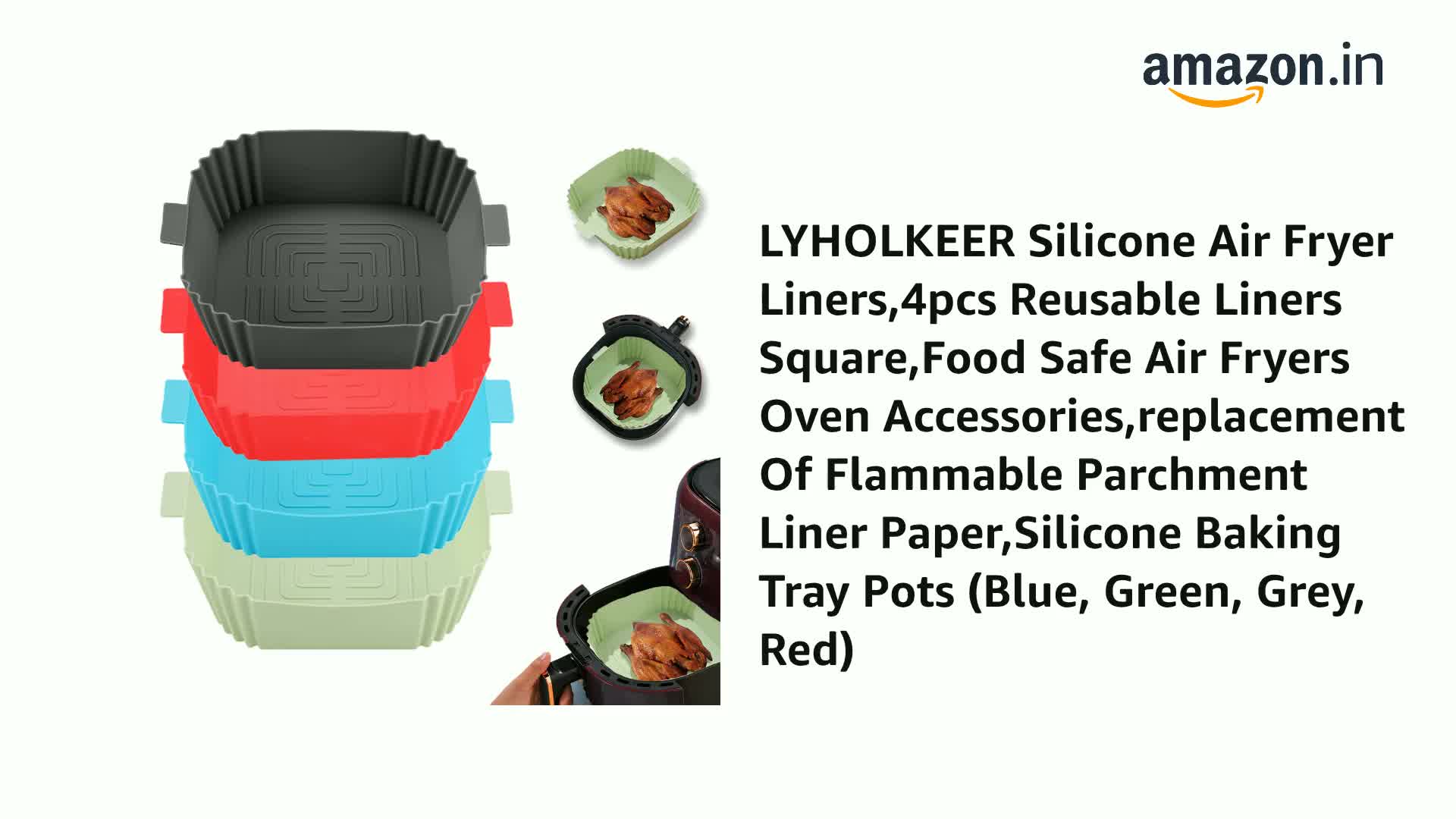 2-Piece Air Fryer Silicone Liners - 8in & 9in Reusable Baking Mats For Round Air Fryers
