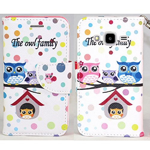 Samsung Galaxy Prevail Lte Case, Samsung Galaxy Core Prime Wallet Case, Soga® Pu Leather Magnetic Flip Design Wallet Case For Samsung Galaxy Prevail Lte (Boost Mobile) / Core Prime G360 (Verizon) - The Owl Family [Swa297] #TOP1