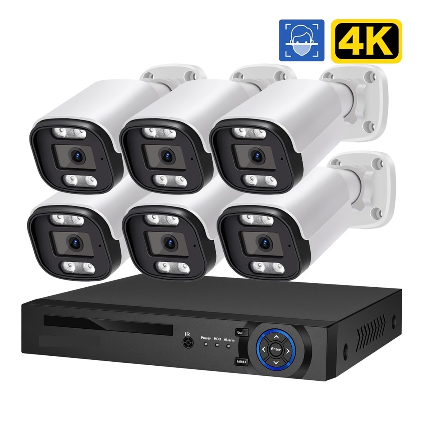 System Kamer Bezpieczeństwa 8MP POE Audio Zestaw NVR CCTV Zewnętrzna Kamera IP H.265 Do Monitoringu Wideo P2P Wykrywanie Ruchu(None,4CH NVR 4 AI Camera)