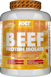 NXT Nutrition Beef Protein Isolate Powder - Protein Powder High in Natural Amino Acids - Paleo, Keto Friendly - Dairy and Gluten Free | 1.8kg (Mango & Orange)