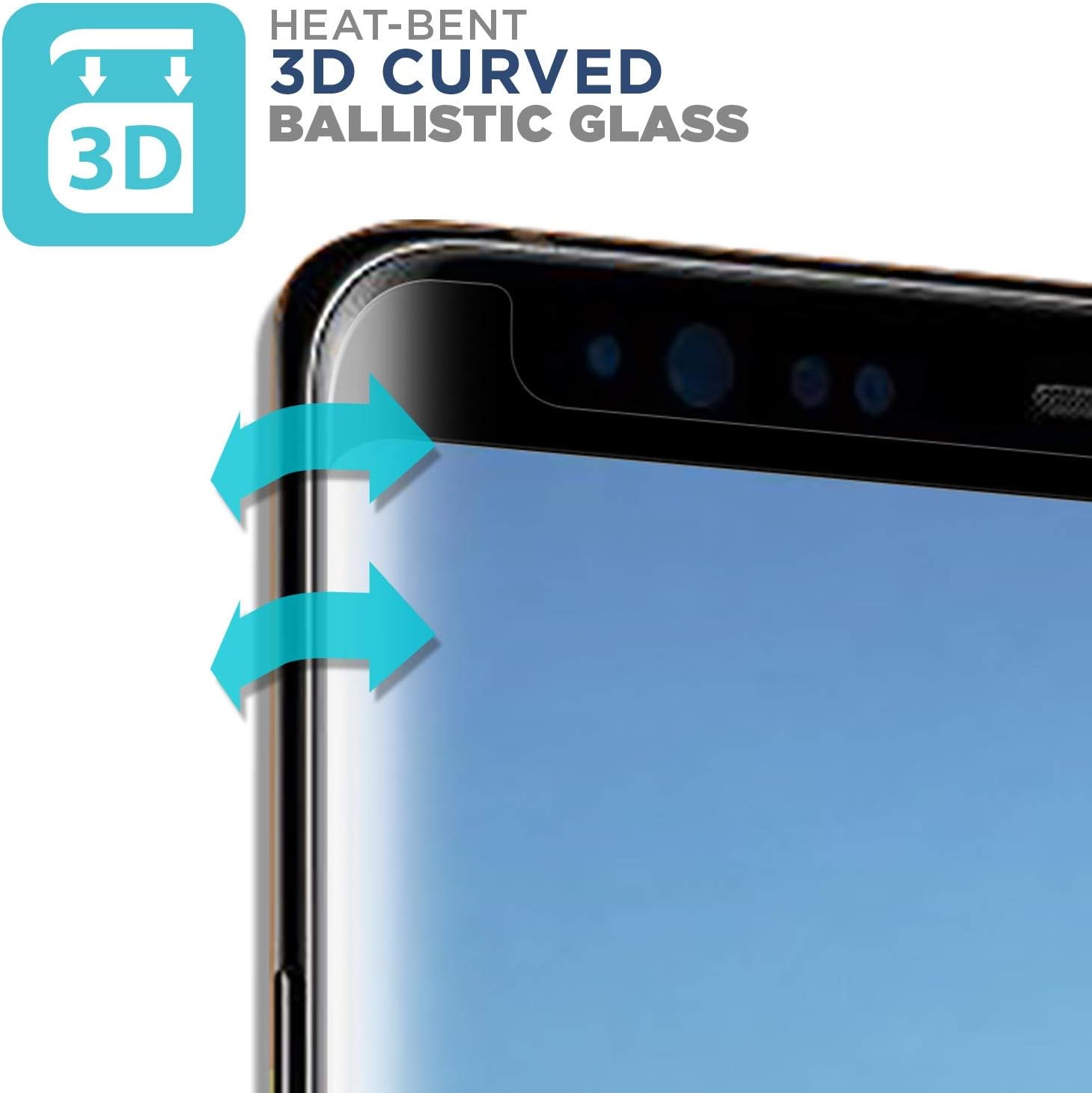 Tech Armor 3D Curved Ballistic Glass Screen Protector Designed for Samsung Galaxy Note 8 (2017) 1 Pack Tempered Glass