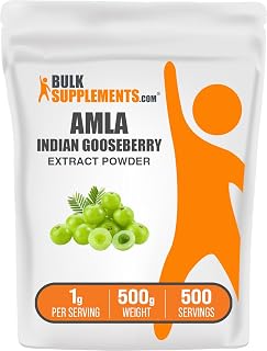 BulkSupplements.com Amla Extract Powder - Indian Gooseberry Extract, Amla Powder - Gluten Free, 1g per Serving, 500g (1.1 lbs) (Pack of 1)
