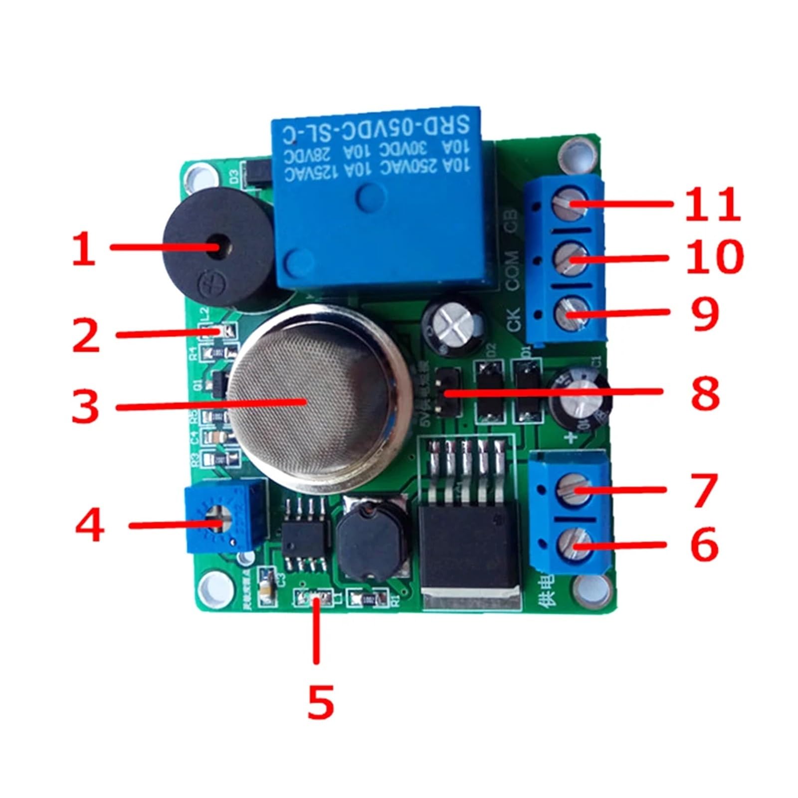 12 V 24 V MQ-2 czujnik dymu, alarm, przełącznik przekaźnikowy, kontroler DC 5-30 V, 1 szt