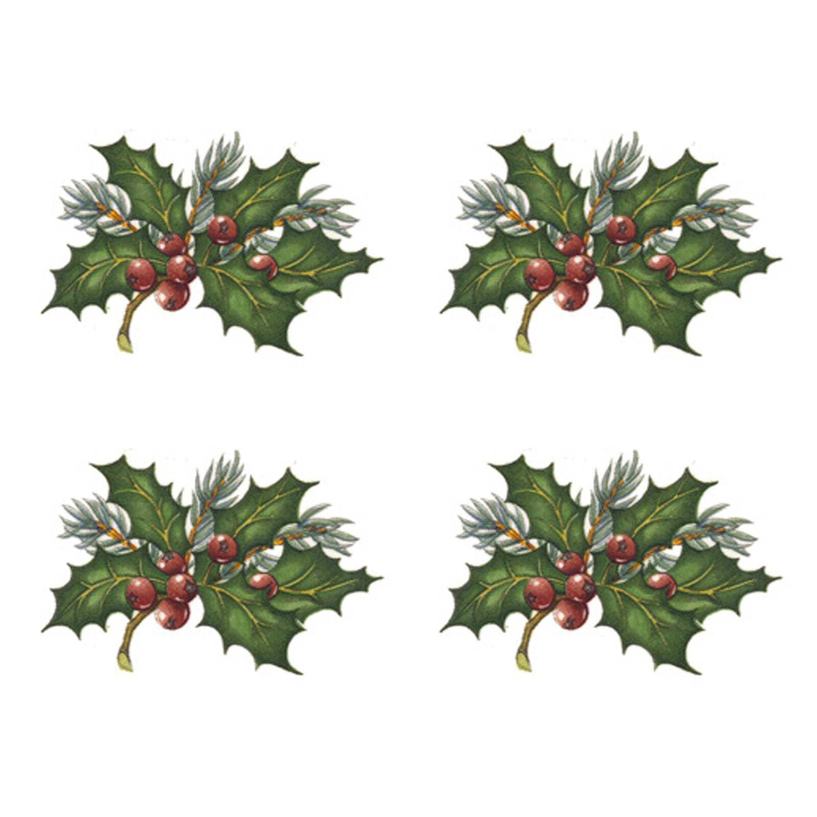 Christmas Holly Overglaze Ceramic Decals 3.5 Inch (3 Decals)