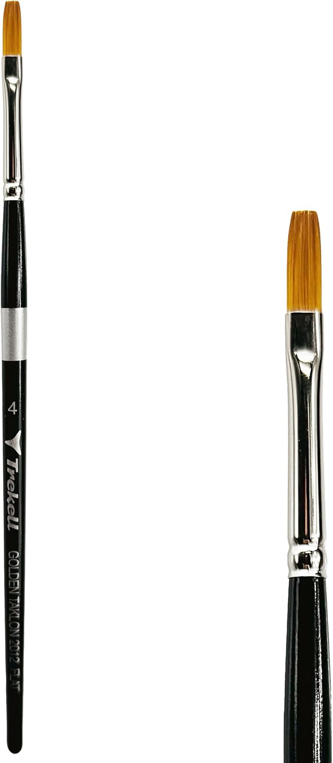 Trekell Golden Taklon Short Handle Artist Brushes for Acrylic and Watercolor Painting