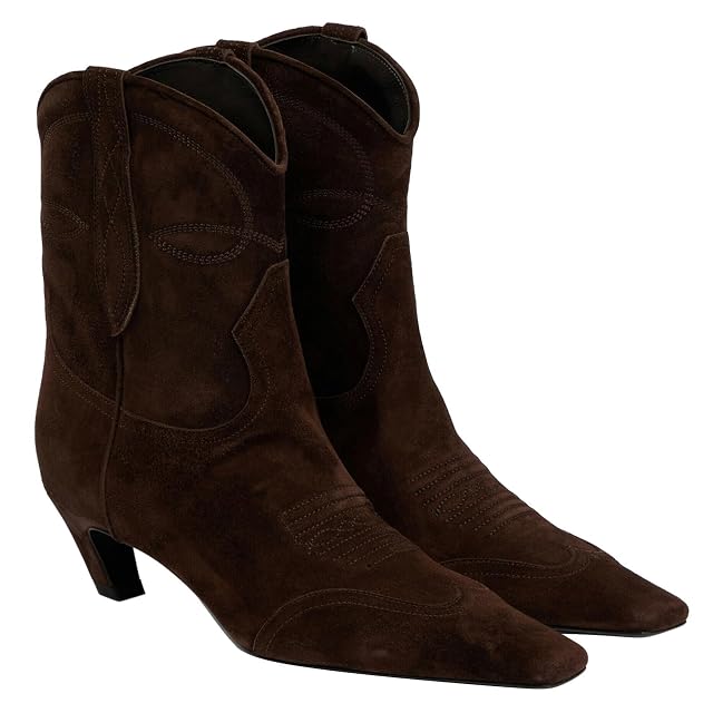 Western Cowboy Boots for Women Kitten Heel Square Toe Riding Cowgirl Booties Mid Calf Classic Embroidered Boots Casual