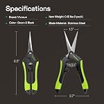 VIVOSUN Gardening Scissors 6.5 Inch Hand Pruner Pruning Shear with Straight Stailess Steel Blades, Black and Green, 1-Pack