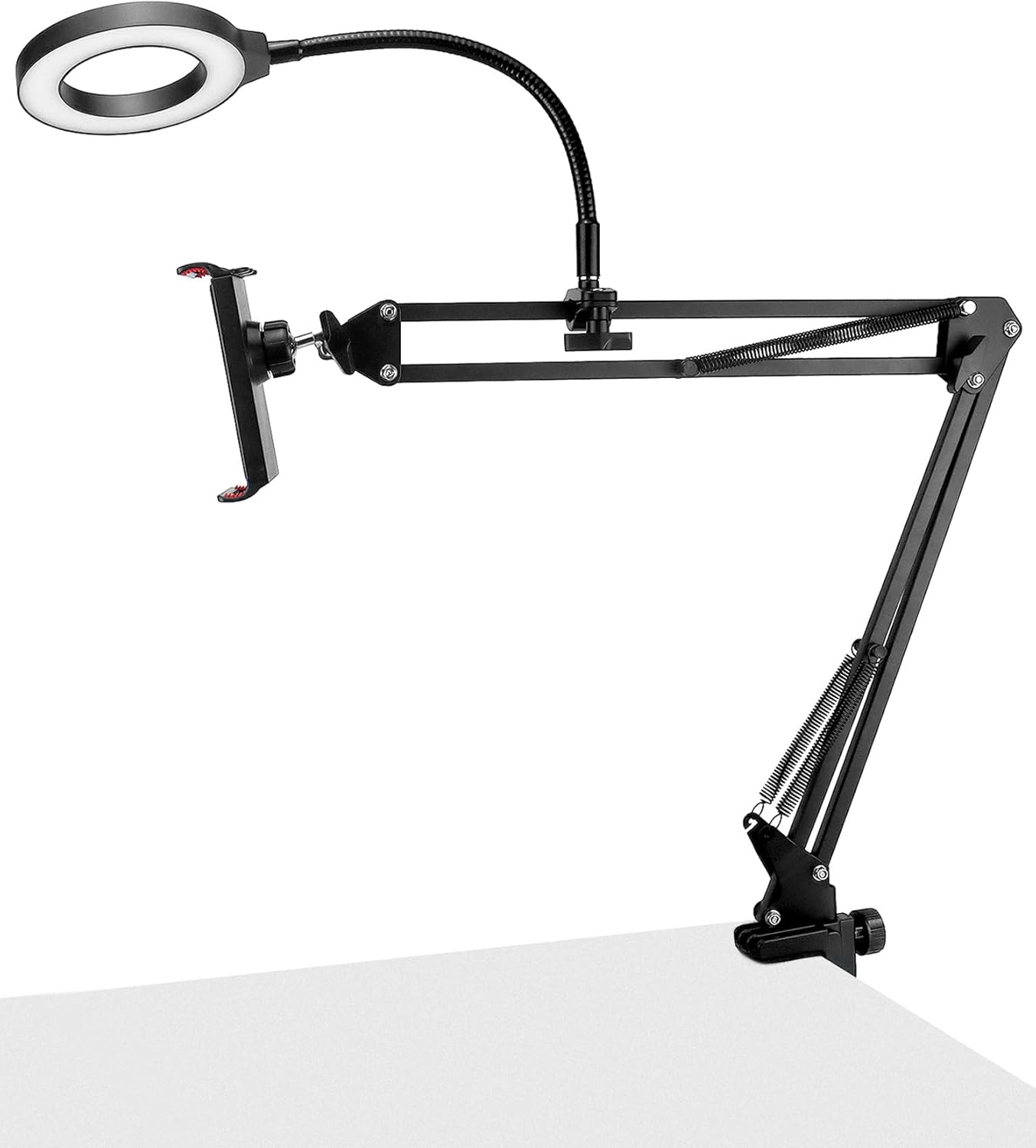 QWORK Overhead Camera Mount, Phone Mount with Ring Light