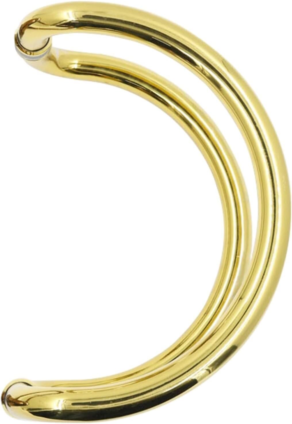 C-Shaped Push Pull Door Handle Round Tube,Glass Door Handles for Bathroom/Kitchen/Studio,Paired Handle Pull Hardware Set,25mm/1" Diameter (Color : Gold)