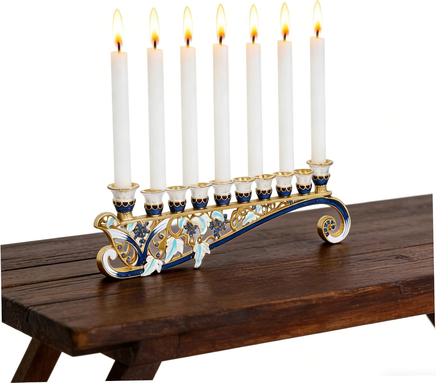 Decorative 9 Branch Menorah Zinc Alloy Tabletop Candle Holder