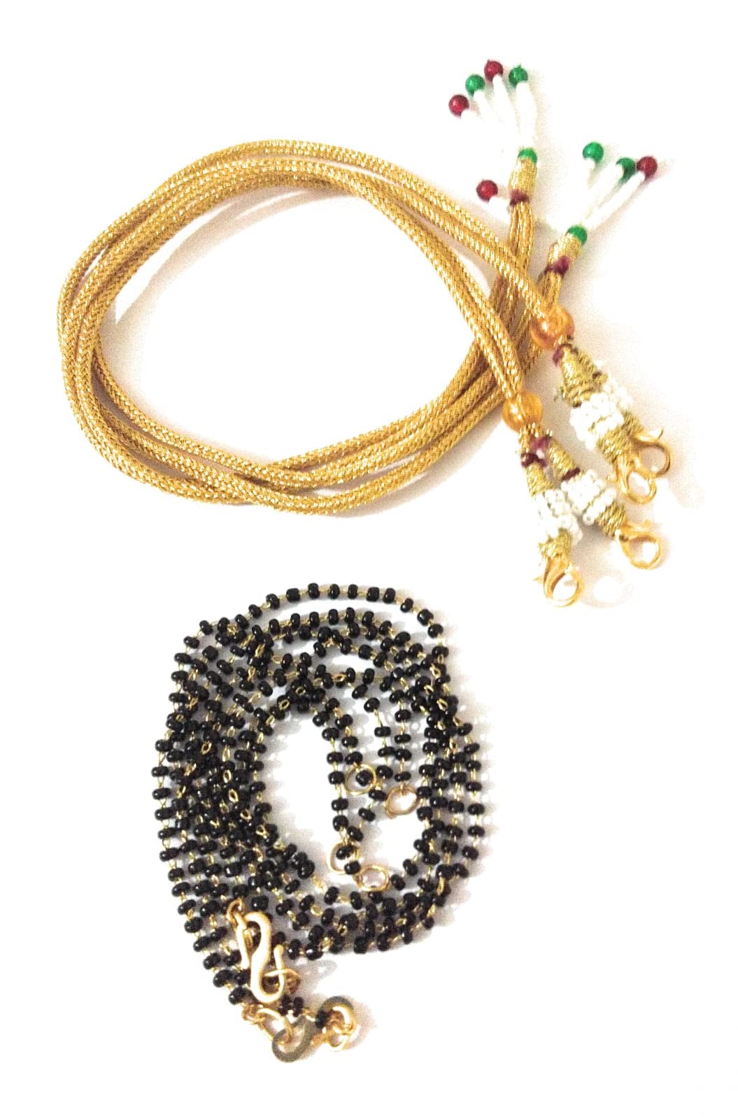 SHARALLE Combo of adjustable Necklace Back Rope Dori with hook and Tassels with Black Beads Mangalsutra Chain/string for Women–2+2= 4 Pieces (B0B14474NH) Amazon Price History, Amazon Price Tracker