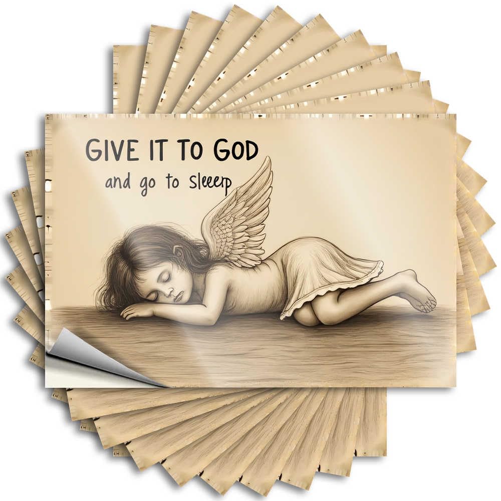 Abipuir - Funny Bumper Sticker for God and Go to Dream - A Serene Angel - 10 Christmas Car Stickers, Funny Garage Signs for Men (12 x 18 cm)