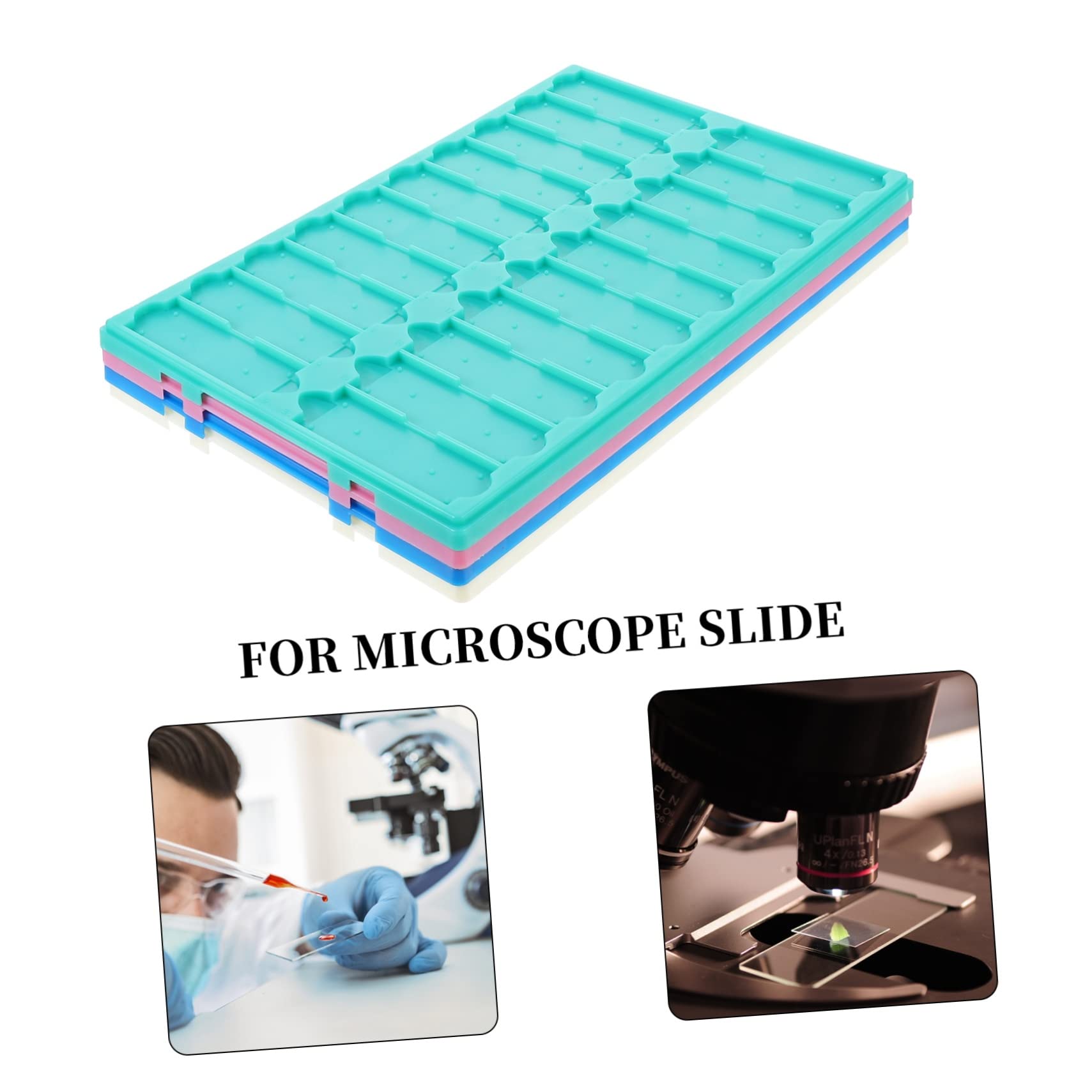 Mobestech 4 Pezzi 20 Piastra Di Stoccaggio Per Vetrini Vassoio Per Vetrini Microscopio Scatola Di Immagazzinaggio Per Vassoio Per Microscopio i Di Plastica i