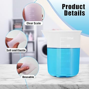 6 Pcs Silicone Laundry Measuring Cup, 100ml Soft Laundry Detergent Cup, No-Clean Design Silicone Laundry Detergent Measuring Cup for Home, Dormitory, Hotel, Apartment