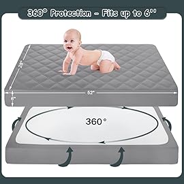 Yoofoss Waterproof Crib Mattress Protector 2 Pack, Quilted Crib Mattress Pad Cover Ultra Soft and Breathable, Machine Washable Toddler Mattress Protector for Standard Baby Crib Size 52\'\'x28\'\'