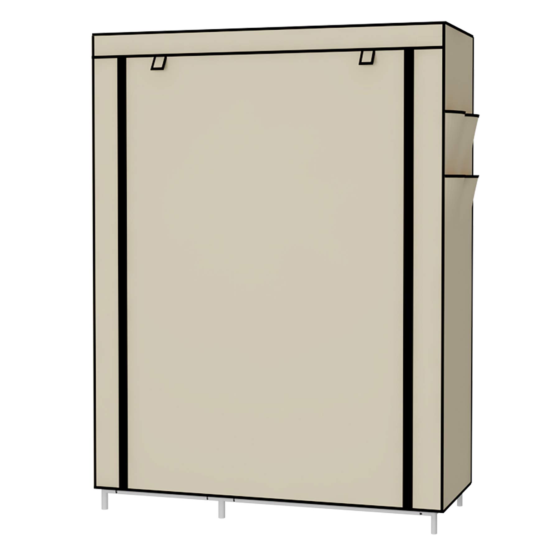 UDEAR Armadio di Tela Portatile Cabina Guardaroba di Vestiti Stoccaggio In Acciaio Tessuto Beige