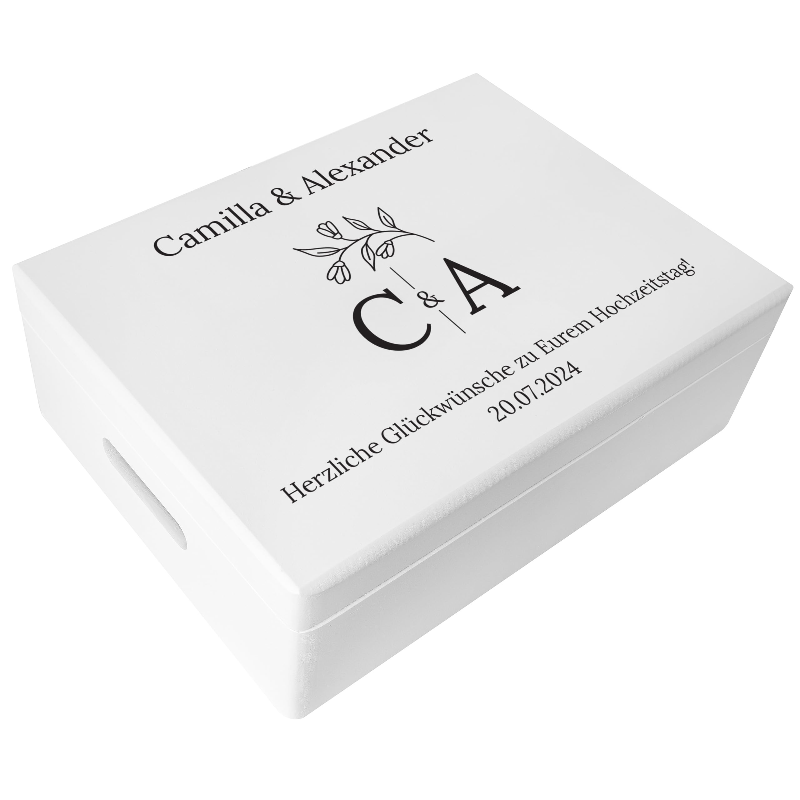Creative Deco Weiße Hochzeitsgeschenke Personalisiert für Brautpaar | Geschenk zur Hochzeit | Erinnerungsbox Hochzeit JGA | Geschenkkiste | Holzkiste | Hochzeitsgeschenk Personalisierte Farbdruck