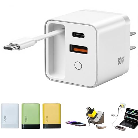 Retractable USB C Charger for iPhone 17 Scalable 80W Max Fast Charging Wall Plug 80W Retractable Phone Charger